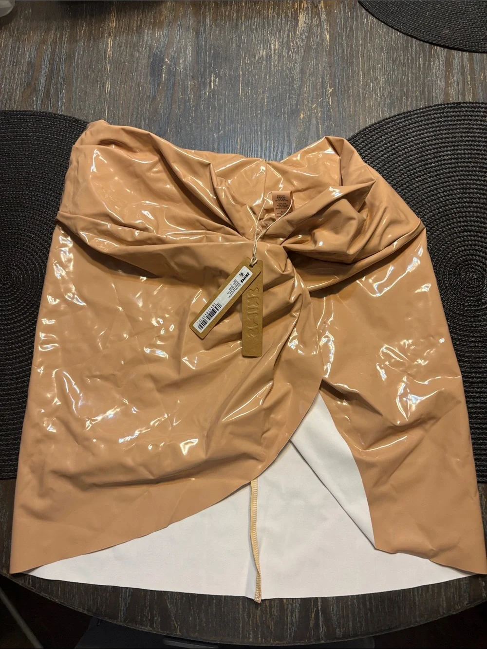 SKIMS women textuy bikini sarong small Patent Faux Leather Skirt ochre